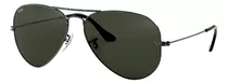 Gafas De Sol Ray-ban Aviator Classic Standard Con Marco De Metal Color Polished Gunmetal, Lente Green De Cristal Clásica, Varilla Polished Gunmetal De Metal - Rb3025