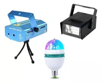 Pack 3 Proyector Laser + Estroboscopica + Ampolleta, Ilumina