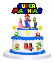 Topper Cake Mario Bros Torta Impreso Con Tu Nombre Y Edad 