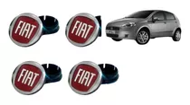 4 Calotinhas Tampa Roda Fiat Punto E Strada Vermelho 48mm