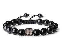 Pulsera En Piedra Natural Turmalina Negra 8mm Hombre Mujer