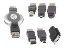 Kit 6 Conversor Usb Firewire Cabo Retratil Adaptador Viagem