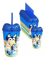 Vaso Pitillo Bluey X12 Sorpresa Piñata Regalo Fiesta Decorar