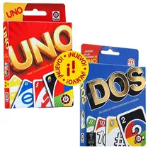 Combo Juego Cartas Uno Y Dos Original Mattel Ruibal Lelab