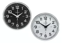 Relógio De Parede Redondo Metalizado Cromo Cozinha Sala 23cm