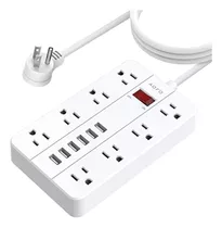 Alargador  Protector Contra Sobretensiones Con 6 Puertos Usb