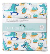 Juego Set De Sabanas Para Cuna Bebe Bambino /bebepelucl Color Dinosaurio Blanco