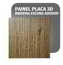 Painel Placa 3d Estilo Madeira Escura Espuma Adesiva 77 X 70