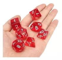 Conjunto 7 Dados Dungeons And Dragons Rpg D&d Mtg Vermelho