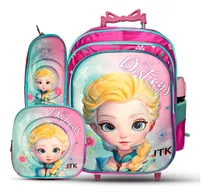 Kit Mochila Infantil Estojo E Lancheira Princesa Elsa Baby 