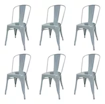 Silla De Comedor Desillas Tolix, Estructura Color Gris Plata Perlado, 6 Unidades