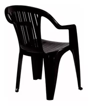 Silla Sillon Apilable Pvc Negra Titan Garden Life