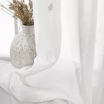 Grommet Top Sheer White Linen Curtains 54 Inch Length F...