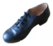 Zapato Tap Acordonado Con Chapas - Danza - Cuero