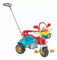 Triciclo Velotrol Infantil Azul Com Haste Direcionável