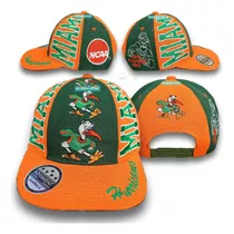 Gorra Miami Hurricanes, 3 Paneles Nfl, Clásica.