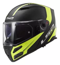 Casco Moto Ls2 Ff324 Abatible Metro Evo Negro Matte Amarillo