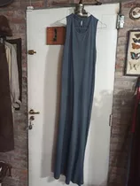 Vestido Maxi Largo Desiderata Gris Topo Tajitos Laterales Cu