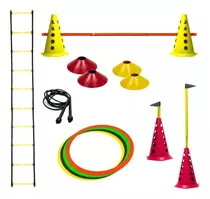 Kit Escada + Cones C/ Barreiras + Pratos + Corda + Argolas