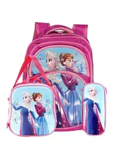 Kit Mochila Escolar Infantil Disney Elsa E Anna Frozen