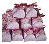 100 Embalagens Caixinhas Bem Casado Floral Rosa