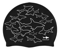 Gorra Natacion Escualo Adulto Modelo Shark Color Negro Diseño De La Tela Estampado Talla Unitalla