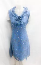 Vestido Mujer Gasa Hindu Estampado C/volados En Cuello 