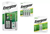 Combo Cargador Maxi+ Pilas Aa Aaa Recargables Energizer