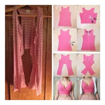 Crop Top Musculosa Rayada Rosa Diy 90s Para Mujer