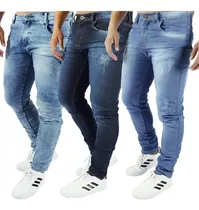 Kit 3 Calças Sarja Jeans Masculina Skiny Lycra Frete Grátis
