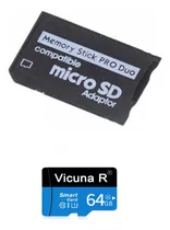 Adaptador Stick Pro Duo Psp + Cartão Memória 64gb  