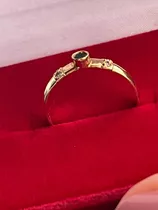 Anel Em Ouro 18k, Diamantes E Esmeralda