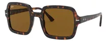 Óculos De Sol Ray-ban Rb2188 Standard Armação De Acetato Cor Gloss Tortoise, Lente Brown De Cristal Clássica, Haste Gloss Tortoise De Acetato