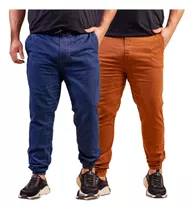 Kit 2 Calça Jeans Sarja Jogger Masculina Plus Size G1 G2 G3