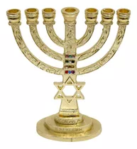 Menorah Judaico De Mesa Enfeite Candelabro Israel 12 Tribos