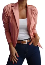 Saco Corto Mujer Blazer Vestir Bengalina Elastizada Solapa 