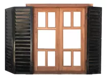 Ventana Madera Cedro Con Celosías De Hierro Cod.11787