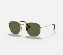 Anteojos De Sol Ray-ban I-shape Hexagonal Standard, Diseño Mirror, Color Dorado Con Marco De Metal Color Polished Gold, Lente Dark Green De Cristal Clásica, Varilla Polished Gold De Metal - Rb3548