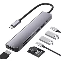 Adaptador Cabo Hdmi 4k E Hub Usb-c 3.1 Para Macbook 7 Em 1