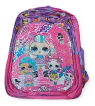 Mochila Infantil Grande Primaria Lentejuela Reversible Luz 