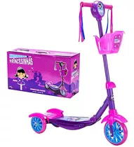 Patinete 3 Rodas Infantil Princesinhas Freio + Garrafinha