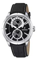 Reloj Festina F16573/3 Negro Hombre Color De La Correa Plateado