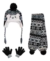 Combo Gorro + Bufanda + Guantes Bebes Nenes Niños Abrigado!