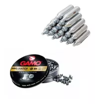 Pack 10 Capsulas Co2 + 250 Postones Gamo 4.5 Rifle Caza Tiro