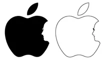 Calco Sticker Vinilo Apple Steve Jobs Negro Blanco 10 Cm