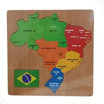 Quebra Cabeça D Madeira Mdf Mapa Do Brasil Estados E Regiões