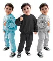 3x Conjunto Moletom Infantil Menino Menina Moleton Grosso