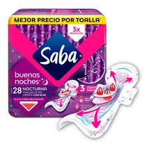 Toallas Femeninas Saba Buenas Noches Nocturna Con Alas 28 Unidades