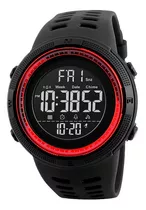 Reloj Hombre Skmei 1251 Sumergible Digital Alarma Cronometro Color De La Malla Negro Color Del Bisel Rojo
