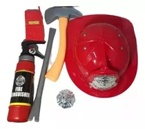 Set De Bombero Con Casco Y Accesorios Malla Para Niños